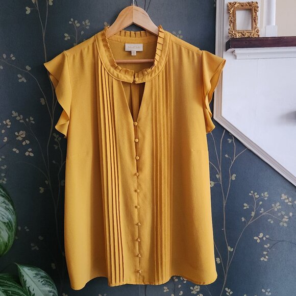 Plus-size vintage blouse by Modcloth, yellow, 3x - Picture 1 of 5